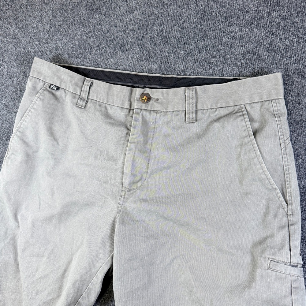 Fox Y2K Racing Chino Shorts 38 Mens Gray Stretch Streetwear Performance Casual